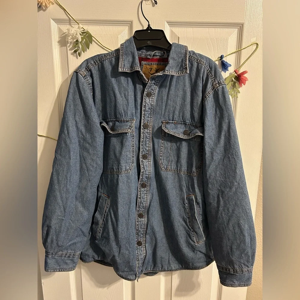 Outdoor Life Denim Plaid Fleece Lined Shacket - M - Picture 5 of 10